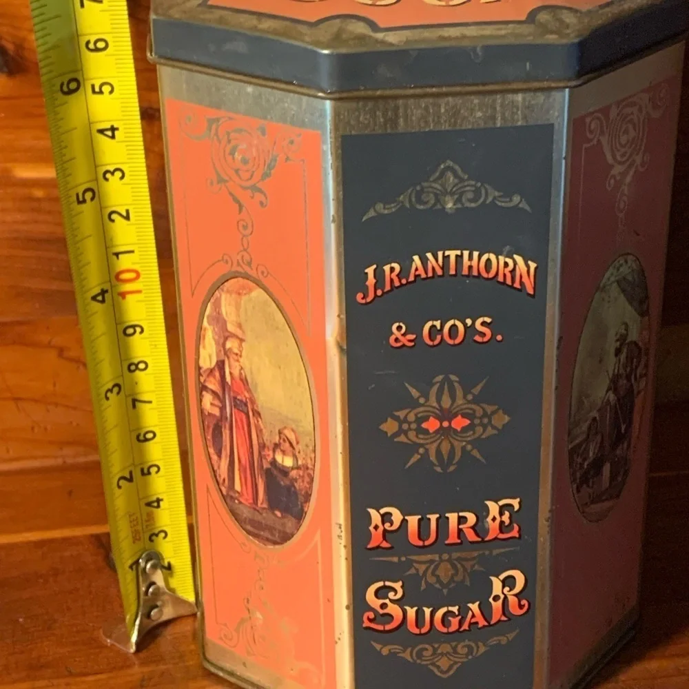 Vintage 90’s Tin J.R. Anthorn & Co. Unity Mills, NY Pure Sugar Made in ENGLAND